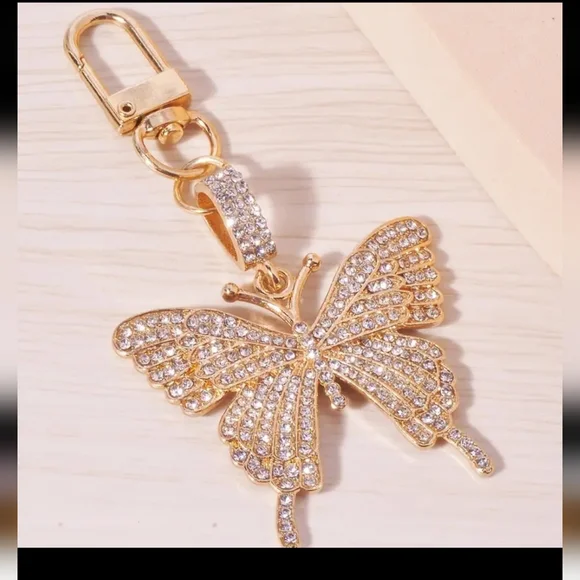 Keychain/Purse Charm Rhinestone Golden Butterfly 🦋 - Picture 3 of 5
